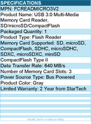 StarTech FCREADMICRO3V2 USB 3.0 Multi-Media Memory Card Reader, SD/microSD