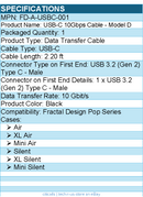 Fractal Design FD-A-USBC-001 USB-C 10Gbps Cable - Model D - Black
