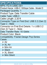 Fractal Design FD-A-USBC-001 USB-C 10Gbps Cable - Model D - Black