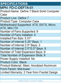 Fractal Design FD-C-DEF7A-01 Define 7 Black Solid Computer Case