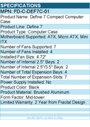 Fractal Design FD-C-DEF7C-01 Define 7 Compact Computer Case - Mid-tower - Black