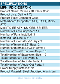 Fractal Design FD-C-DEF7X-01 Define 7 XL Black Solid  Computer Case