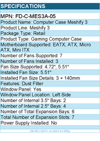 Fractal Design FD-C-MES3A-05 Meshify 3 Computer Case - Mid-tower - White, Tint