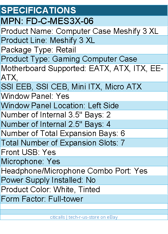Fractal Design FD-C-MES3X-06 Meshify 3 XL Computer Case - Full-tower