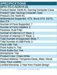 Fractal Design FD-C-NOR1X-06 North XL Gaming Computer Case - Chalk White