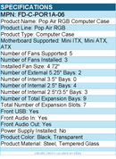 Fractal Design FD-C-POR1A-06 Pop Air RGB Computer Case - Tower