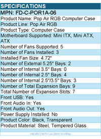 Fractal Design FD-C-POR1A-06 Pop Air RGB Computer Case - Tower