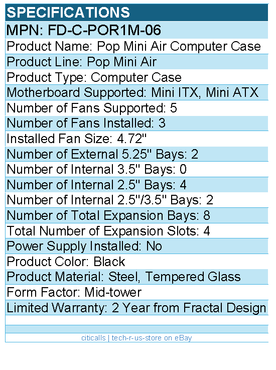 Fractal Design FD-C-POR1M-06 Pop Mini Air Computer Case - Mid-tower - Black