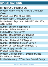 Fractal Design FD-C-POR1X-06 Pop XL Air RGB Computer Case - Tower - Black