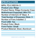 Fractal Design FD-C-RID1N-11 Computer Case - Ridge Black mITX Slim SFF