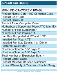 Fractal Design FD-CA-CORE-1100-BL Core 1100 Computer Case - Black