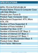 Fractal Design FD-CA-FOCUS-BK-W Focus G Computer Case with Side Window