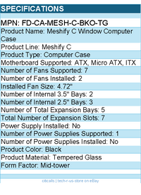 Fractal Design FD-CA-MESH-C-BKO-TG Meshify C Window Computer Case
