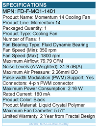Fractal Design FD-F-MO1-1401 Momentum 14 Cooling Fan - 1 Pack - Black