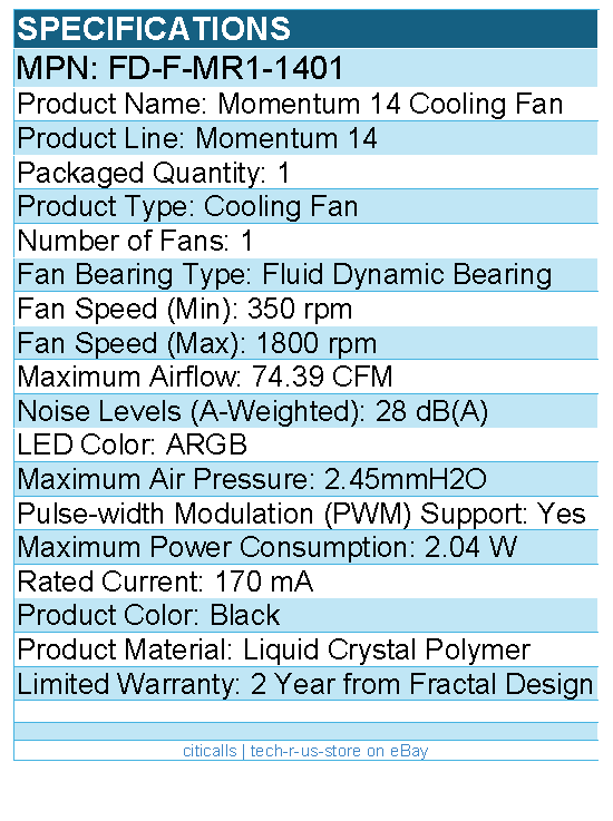 Fractal Design FD-F-MR1-1401 Momentum 14 Cooling Fan - 1 Pack