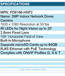 Vivotek FD9166-HNF2 2MP Indoor Network Dome Camera - 2560 x 1920 Resolution
