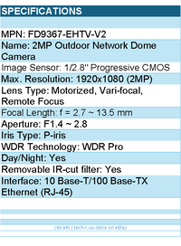 Vivotek FD9367-EHTV-V2 2MP Outdoor Network Dome Camera