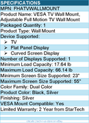 StarTech FHATVWALLMOUNT VESA TV Wall Mount, Adjustable Full Motion