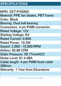 Silverstone FHS 80X High performance 80mmx38mm PWM Industrial Fan Black
