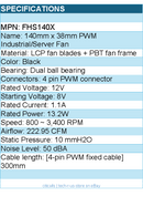 Silverstone FHS140X Case Fan - 140 x 140 x 38mm Black LCP fan blade Retail
