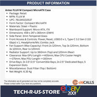 ANTEC FLUX M MicroATX PC Case 6x120mm Fans ARGB PWM USB-C 360mm Glass Temp Black