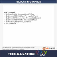 ANTEC FLUX M MicroATX PC Case 6x120mm Fans ARGB PWM USB-C 360mm Glass Temp Black