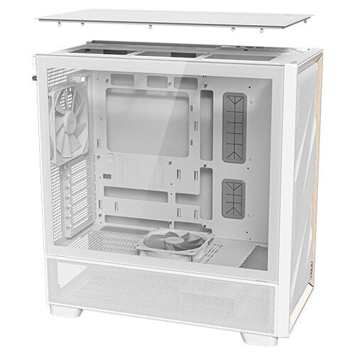 Antec FLUX White, 5 x PWM Fans Included, Up to 9 Fans - Mid-Tower E-ATX PC Case