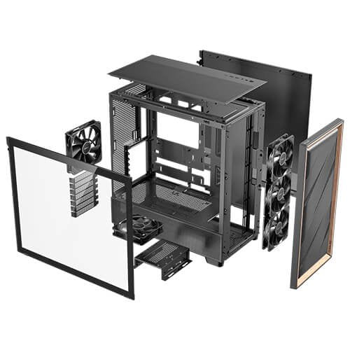 Antec FLUX, 5 x PWM Fans Included, Up to 9 Fans - Mid-Tower E-ATX PC Case