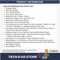 ANTEC FLUX REAR Mid-Tower ATX Desktop Case 5x Fans Back Connect Wood 360mm Black