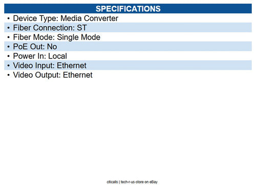 Pelco FMCI-BF1SM1ST 1-Channel Single Mode Fiber Media Converter-B, ST Connector