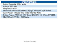 Lifesafety Power FPO150/250-2C8P2D8PE8M2 150/250V Flexpower Dual Voltage Power