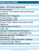 Cisco FPR1010-NGFW-K9 Firepower 1010 Network Security/Firewall Appliance