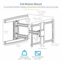 StarTech FPWARTS1 TV Wall Mount for up to 80" VESA Mount Displays