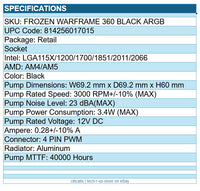 Thermalright FROZEN WARFRAME 360 BLACK ARGB Liquid CPU Cooler w LCD AMD Intel