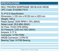 Thermalright FROZEN WARFRAME 360 BLACK ARGB Liquid CPU Cooler w LCD AMD Intel