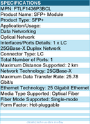Finisar FTLF1436P3BCL SFP+ Module - For Data Networking, Optical Network