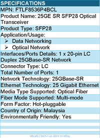 Finisar FTLF8536P4BCL Finisar 25GE SR SFP28 Optical Transceiver
