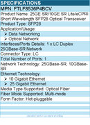 Finisar FTLF8536P4BCV 25GE SR/10GE SR Lite/eCPRI - SFP28 Optical Transceiver