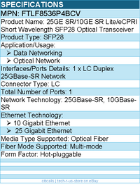 Finisar FTLF8536P4BCV 25GE SR/10GE SR Lite/eCPRI - SFP28 Optical Transceiver
