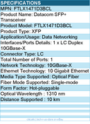 Finisar FTLX1471D3BCL Datacom SFP+ Transceiver - 1 x 10GBase-X