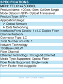 Finisar FTLX1475D3BCL 10Gb/s 1310nm Single Mode Datacom SFP+ Optical Transceiver