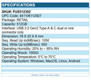 Super Talent FUS512302 PS302 512GB USB 3.2 Gen2 Portable SSD Type A/C USB Drive