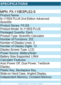 Casio FX-115ESPLS2-S fx-115ES PLUS 2nd Edition Advanced Scientific Calculator