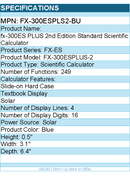 Casio FX-300ESPLS2-BU fx-300ES PLUS 2nd Edition Standard Scientific Calculator