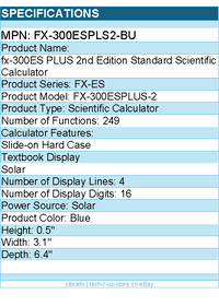 Casio FX-300ESPLS2-BU fx-300ES PLUS 2nd Edition Standard Scientific Calculator