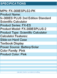 Casio  FX-300ESPLS2-PK fx-300ES PLUS 2nd Edition Standard Scientific Calculator