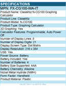 Casio FX-CG100-WA-IT ClassWiz fx-CG100 Graphing Calculator - Black