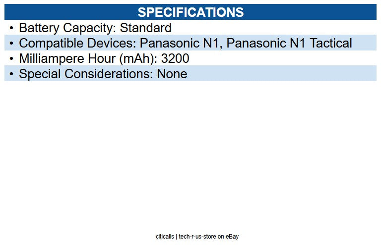Panasonic FZ-VZSUN110U FZ-N1/F1 STANDARD 3200MAH BATTERY