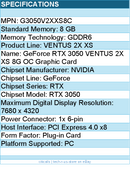 MSI G3050V2XXS8C NVIDIA GeForce RTX 3050 Graphic Card - 8 GB GDDR6