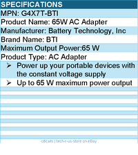 BTI G4X7T-BTI - AC Adapter - Compatible to OEM PN: G4X7T